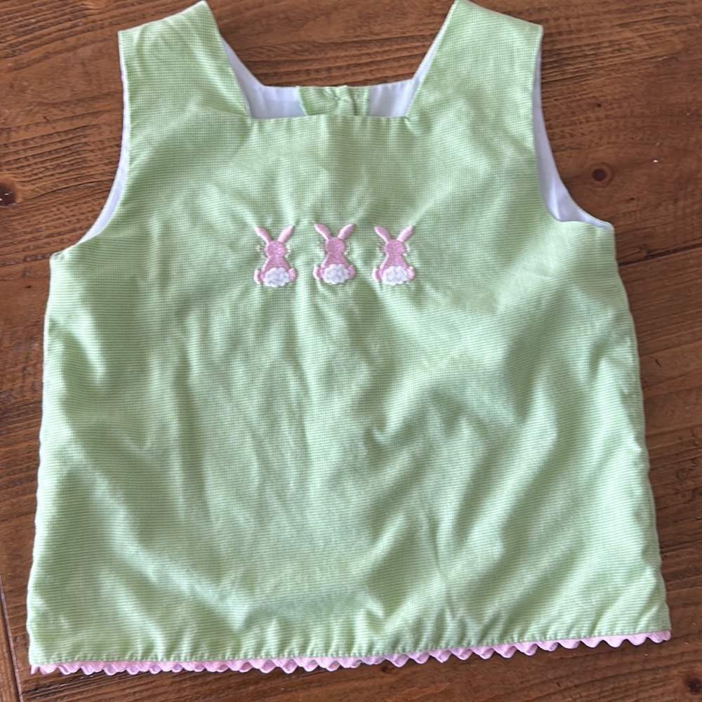 Two Friends Green & White Gingaham Top Girl’s Size 7